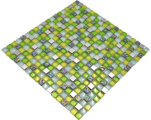 Motif de carreaux de mosaïque avec éléments carrés en verre et en métal
