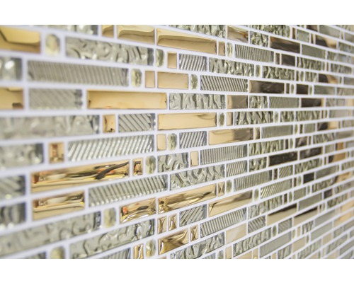 Gros plan de carreaux de mosaïque avec des pièces de verre rectangulaires