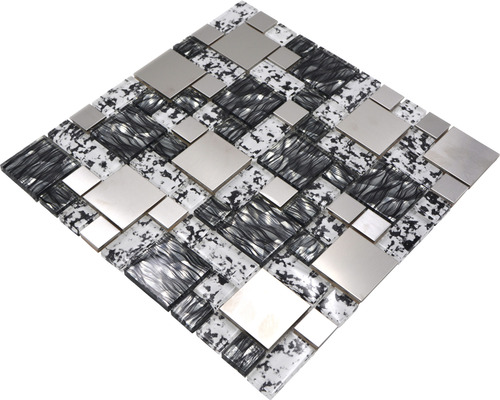 Panneau de mosaïque avec éléments en verre et en métal