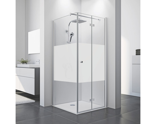 Porte pivotante-pliante pour paroi latérale Breuer Elana 8 90 cm butée à droite décor Intima profilé couleur chrome