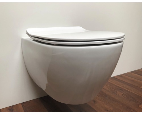 Wandhängendes Tiefspülklosett mit Toilettendeckel