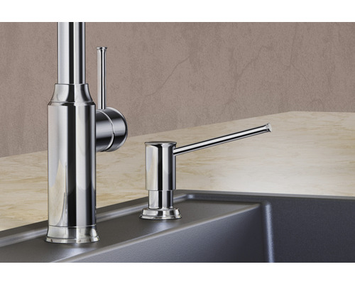 Robinet d''évier et distributeur de savon en métal