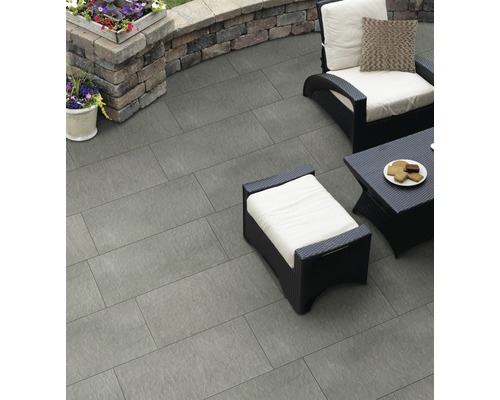 Dalle de terrasse en grès cérame fin FLAIRSTONE Garden Goldengrey bords rectifiés 90x45x2 cm