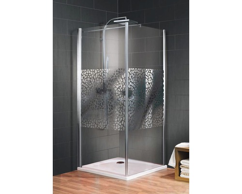 Porte pivotante avec paroi latérale Schulte Alexa Style 2.0 900x1920 mm verre véritable Terazzo alu naturel