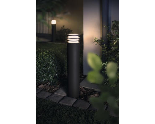 Borne lumineuse éclairée dans le jardin