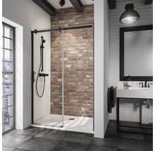 Porte de douche dans niche Schulte Alexa Style 2.0 largeur 140 cm verre transparent, couleur du profilé noir-thumb-0