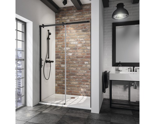 Porte de douche dans niche Schulte Alexa Style 2.0 largeur 140 cm verre transparent, couleur du profilé noir-0