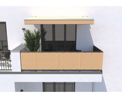 Balcon avec écran de confidentialité et store