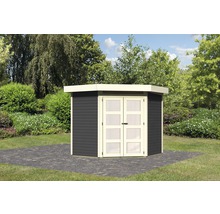 Abri de jardin avec double porte et toit plat dans le jardin