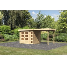 Gartenhaus Karibu Naomi 3 mit Anbau 2,4 m 508 x 238 cm natur