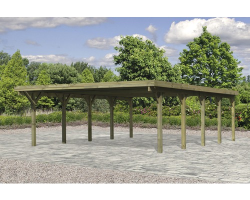 Holzcarport mit Flachdach im Aussenbereich
