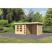 Abri de jardin avec double porte et annexe dans le jardin