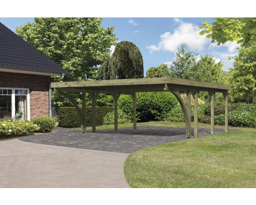 Carport double Karibu Pluwig 2 Variante C 598x673 cm traité en autoclave par imprégnation