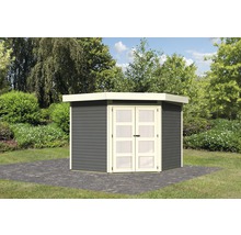 Abri de jardin avec double porte et toit plat dans le jardin