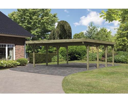 Carport double Karibu Pluwig 2 Variante A 598x673 cm traité en autoclave par imprégnation