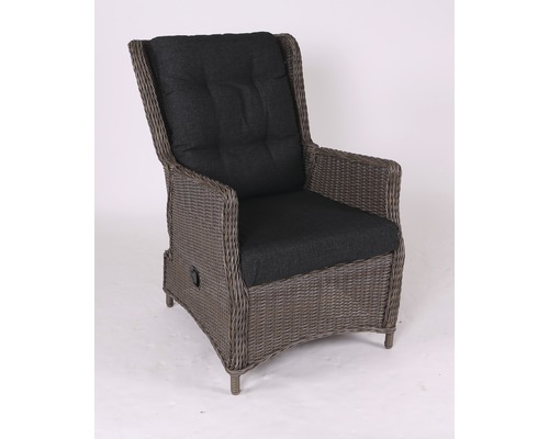 Fauteuil de jardin en rotin avec coussins foncés
