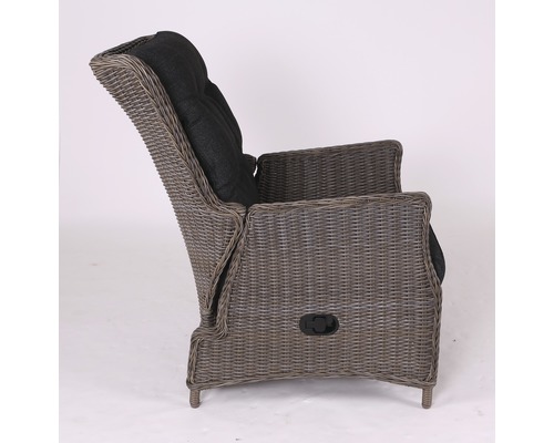 Fauteuil tressé avec dossier réglable et coussin d''assise