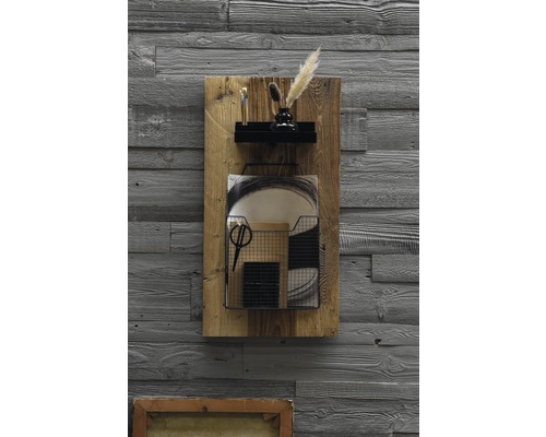 Organisateur mural en bois avec étagère et panier en fil métallique pour ranger les fournitures de bureau