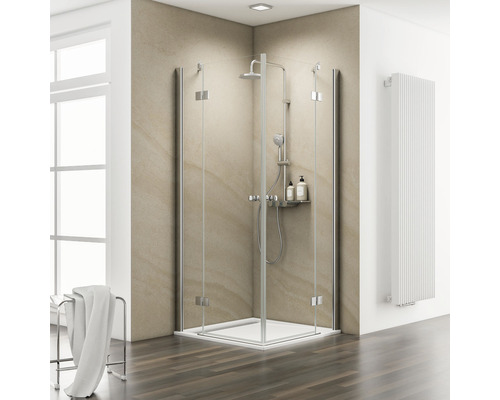 Accès d'angle Schulte MasterClass 900x900x2000 mm verre transparent clair aspect chrome