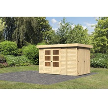 Abri de jardin en bois avec double porte et fenêtres