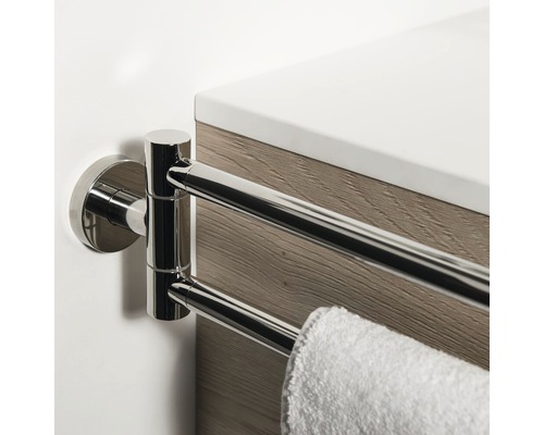 Porte-serviettes double en métal pour montage mural avec serviette