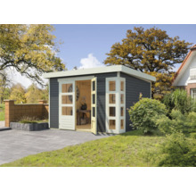 Abri de jardin moderne avec toit plat et double porte