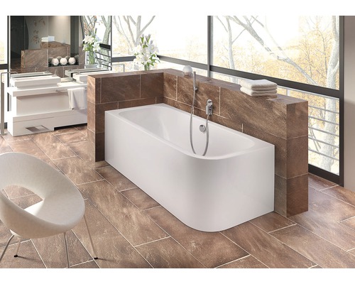 Kit de baignoire OTTOFOND Spirit 80 x 180 cm blanc brillant lisse 703927 Salle de bain avec baignoire, lavabo et fenêtre pour une atmosphère lumineuse