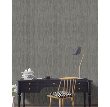 Bureau avec bureau, chaise et papier peint textile gris