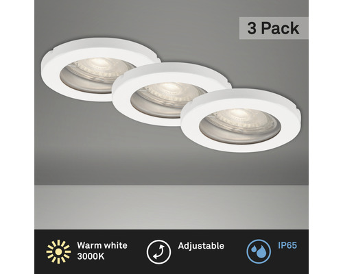 Set d'éclairages encastrés LED IP65 3 pces 3x5 W 3x400 lm 3000 K blanc Ø 8,5/6,8 cm 230 V