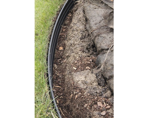 Scène de jardin avec pelouse et bordure de pelouse pour la délimitation des plates-bandes