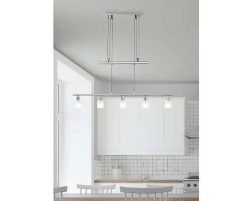 LED Pendelleuchte Lea chrom/weiss mit Leuchtmittel 5-flammig 5x260 lm 3000 K warmweiss B 900 mm