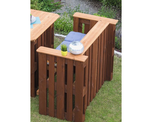 Ensemble de meubles de jardin en palettes de bois avec table et banc d''angle
