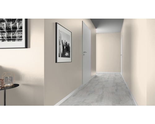 Flur mit Tür, Wandfarbe und Bildern an der Wand