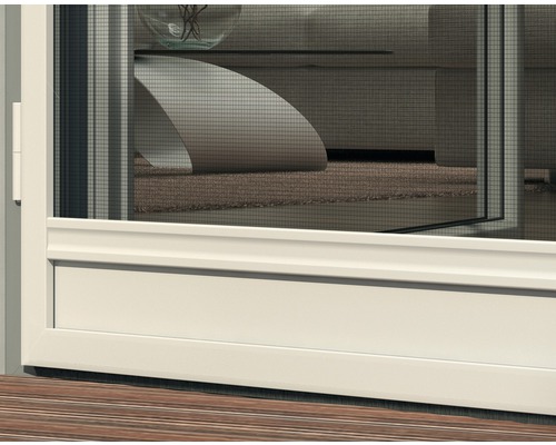 Detailansicht einer Insektenschutztür mit Rahmen und Gewebe