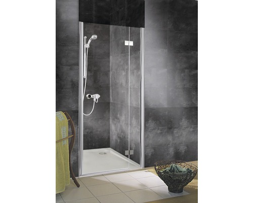 Porte de douche pour niche Schulte Monaco 80 cm verre transparent aspect chromé, ouverture à droite