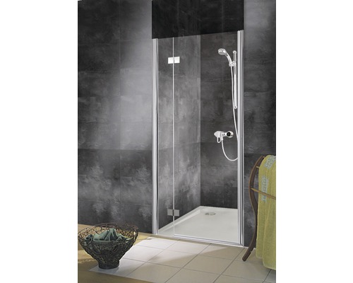 Porte de douche pour niche Schulte Monaco 80 cm verre transparent aspect chromé, ouverture à gauche
