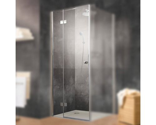 Porte pour paroi latérale Schulte Monaco 80 cm verre transparent aspect chromé, ouverture à gauche