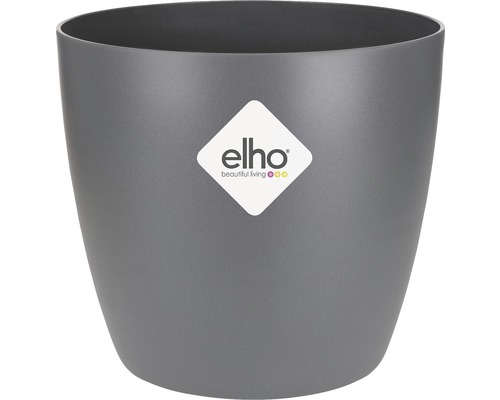 Pot de fleurs gris avec le logo Elho