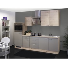 Cuisine complète avec appareils Flex Well Riva 270 cm couleur de façade quarzit cubanit chêne clair san remo - couleur du corps chêne clair san remo 00011563