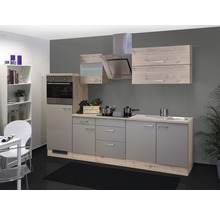 Cuisine complète avec appareils Flex Well Riva 270 cm couleur de façade quarzit cubanit chêne clair san remo - couleur du corps chêne clair san remo 00011573