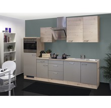 Cuisine complète avec appareils Flex Well Riva 280 cm couleur de façade quarzit cubanit chêne clair san remo - couleur du corps chêne clair san remo 00011582