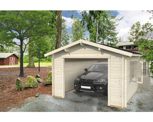 Garage simple Palmako Roger 19,0 m² sans portail 360x550 cm naturel