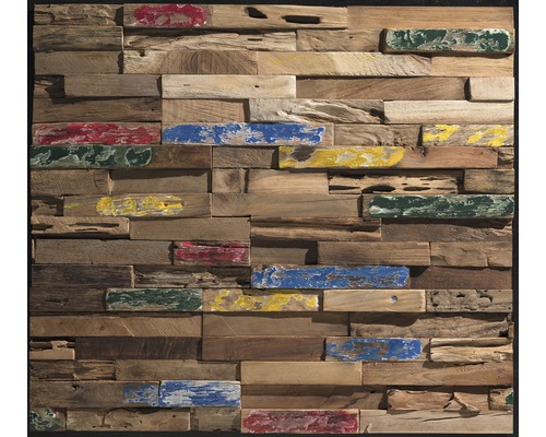 Revêtement mural en bois avec accents de couleur pour la décoration murale