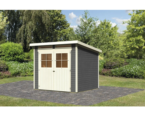 Abri de jardin en bois avec double porte dans le jardin