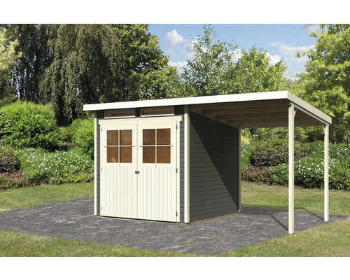 Abri de jardin Karibu Glücksburg 3 avec toit en appentis 397x217 cm terre cuite