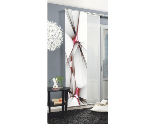 Dekorative Schiebegardine mit abstraktem Muster im Wohnzimmer