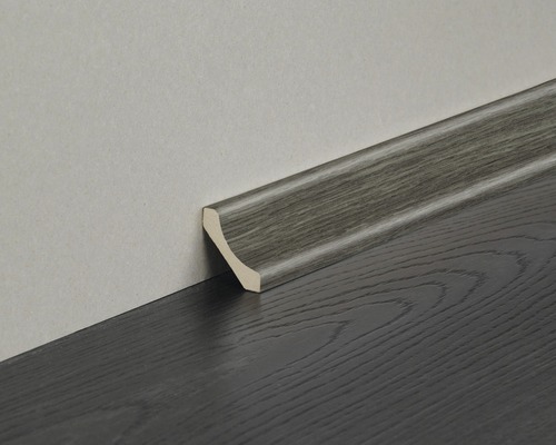 Sockelleiste aus Holz, graue Holzoptik, zur Wandmontage