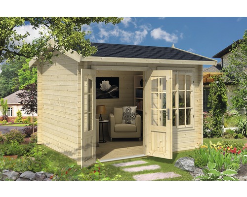 Gartenhaus Alex mit Fussboden 340 x 308,3 cm natur