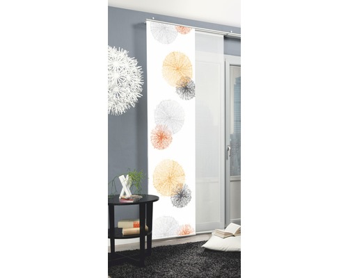 Panneau japonais décoratif avec motif de points abstraits dans la pièce à vivre.