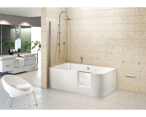 Badewannen Set OTTOFOND Free-Gate 80 x 180 cm weiss glänzend glatt 703919